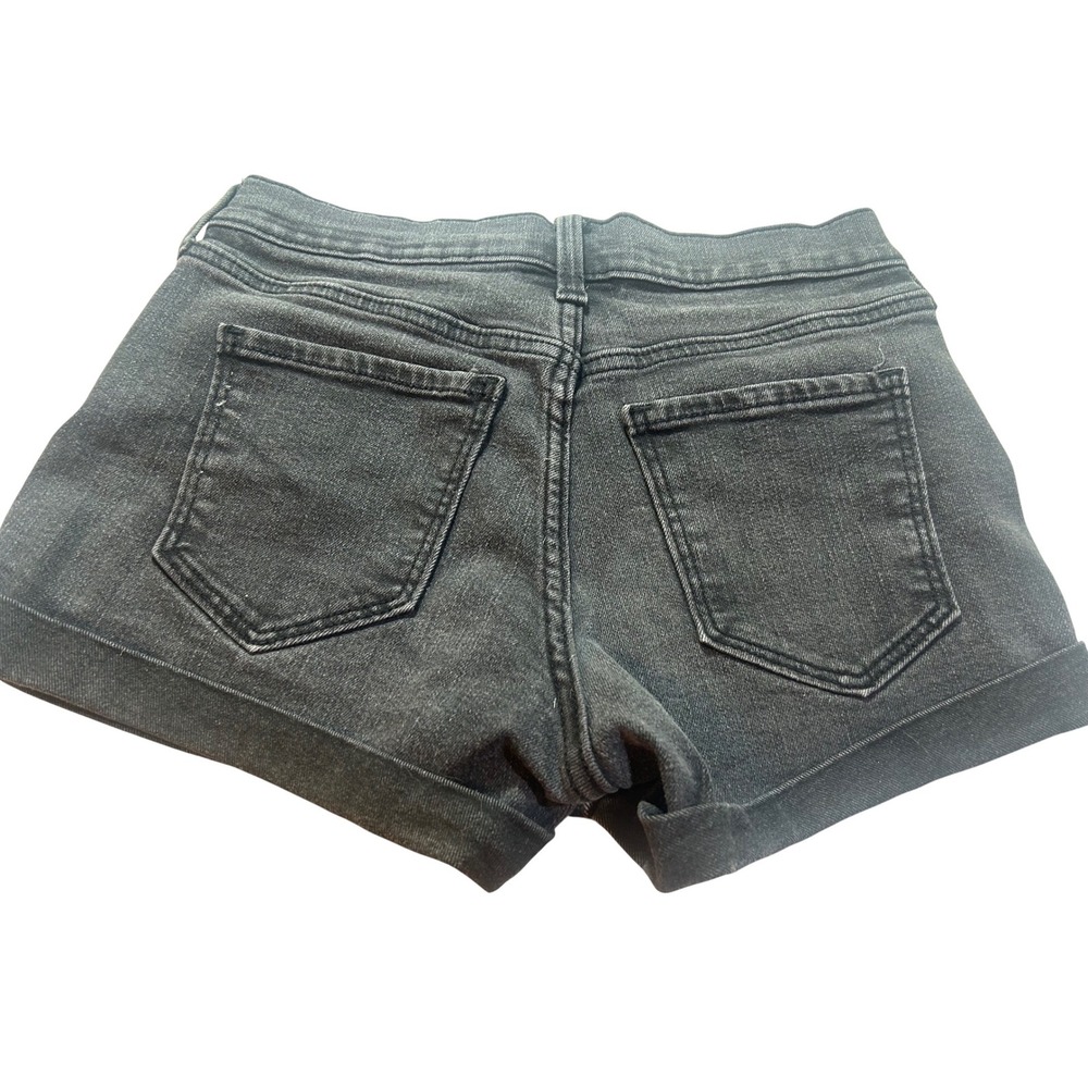 Old Navy Boyfriend Black Distressed Denim Shorts Cuffed Womens Size 2